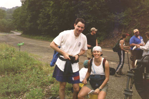 Hikers resting at Log Cabin Road Checkpoint