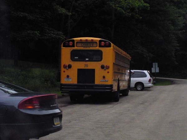 Shuttle bus waits for finishers