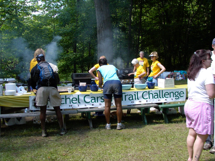 Getting food at the cookout